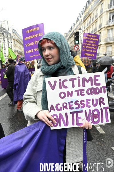 Manifestation pour La Journée internationale des droits des femmes, le 8 Mars 2023. International women sday in Paris.