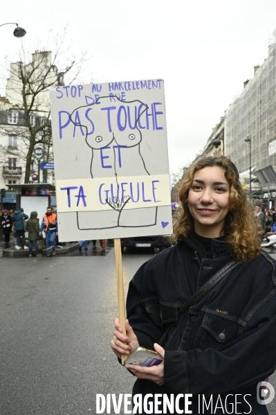 Manifestation pour La Journée internationale des droits des femmes, le 8 Mars 2023. International women sday in Paris.