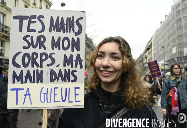 Manifestation pour La Journée internationale des droits des femmes, le 8 Mars 2023. International women sday in Paris.