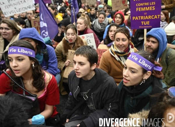 Manifestation pour La Journée internationale des droits des femmes, le 8 Mars 2023. International women sday in Paris.