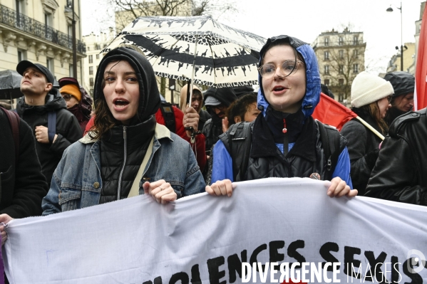 Manifestation pour La Journée internationale des droits des femmes, le 8 Mars 2023. International women sday in Paris.