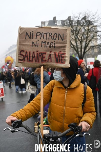 Manifestation pour La Journée internationale des droits des femmes, le 8 Mars 2023. International women sday in Paris.