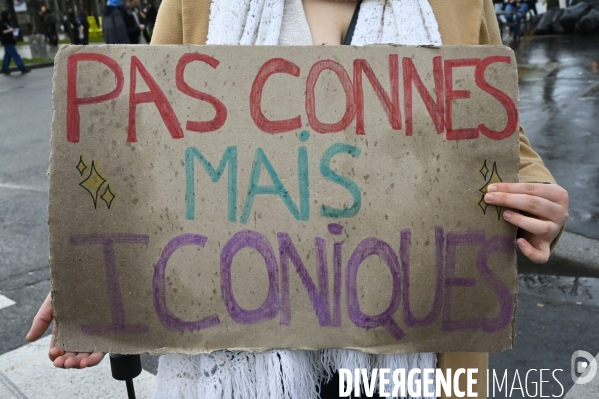 Manifestation pour La Journée internationale des droits des femmes, le 8 Mars 2023. International women sday in Paris.