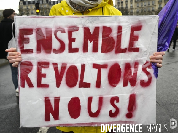 Manifestation pour La Journée internationale des droits des femmes, le 8 Mars 2023. International women sday in Paris.