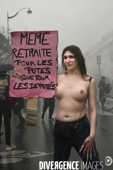 Manifestation pour La Journée internationale des droits des femmes, le 8 Mars 2023. International women sday in Paris.