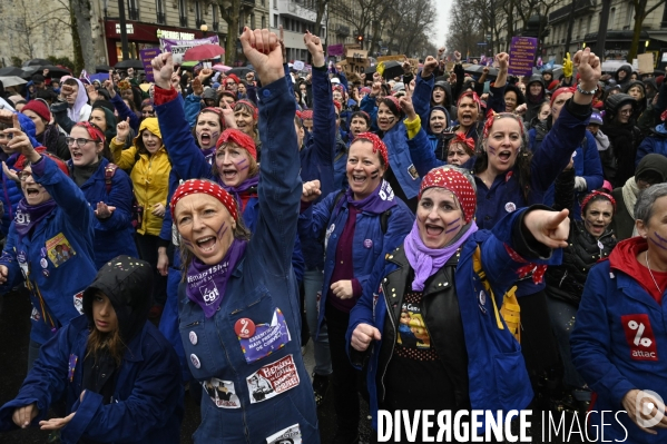 Manifestation pour La Journée internationale des droits des femmes, le 8 Mars 2023. International women sday in Paris.