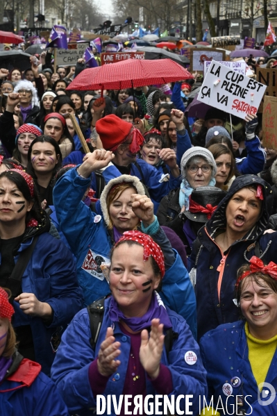 Manifestation pour La Journée internationale des droits des femmes, le 8 Mars 2023. International women sday in Paris.