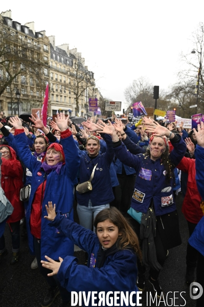 Manifestation pour La Journée internationale des droits des femmes, le 8 Mars 2023. International women sday in Paris.