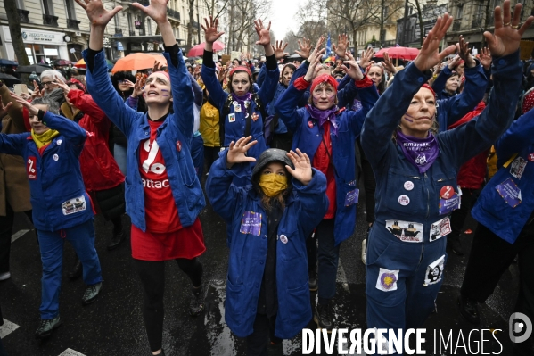 Manifestation pour La Journée internationale des droits des femmes, le 8 Mars 2023. International women sday in Paris.