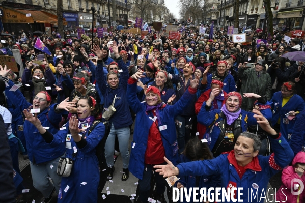 Manifestation pour La Journée internationale des droits des femmes, le 8 Mars 2023. International women sday in Paris.