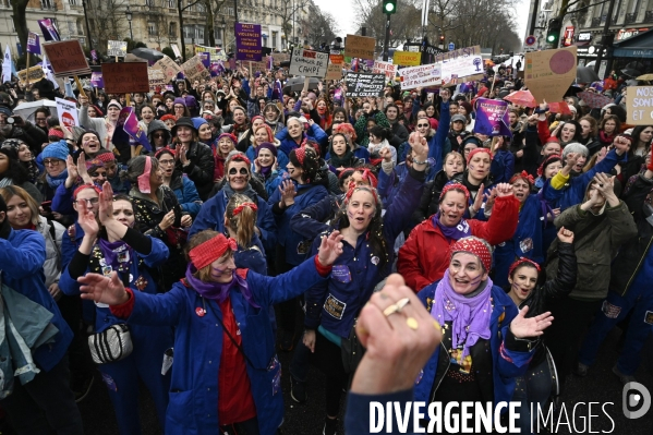 Manifestation pour La Journée internationale des droits des femmes, le 8 Mars 2023. International women sday in Paris.