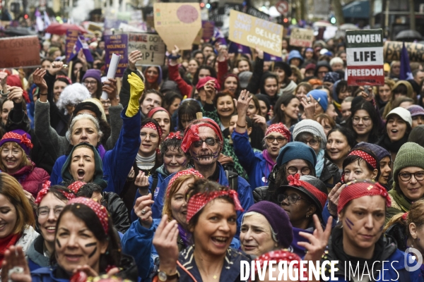 Manifestation pour La Journée internationale des droits des femmes, le 8 Mars 2023. International women sday in Paris.