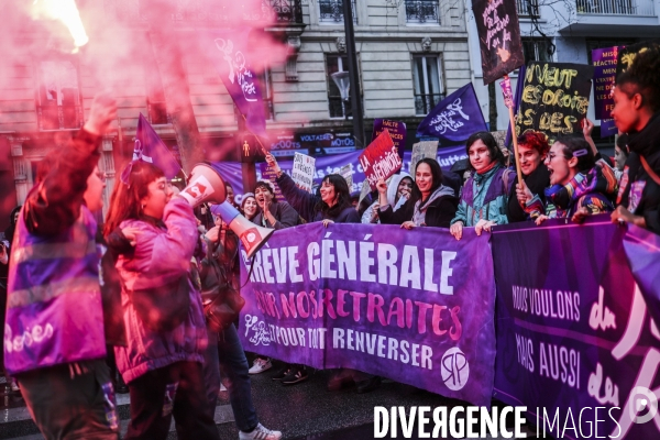 Manifestation contre les retraites et pour les droits des femmes