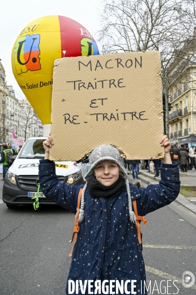 MANIFESTATION CONTRE LA REFORME DES RETRAITES, Paris le 11/03/2023, 7e journée de mobilisation.