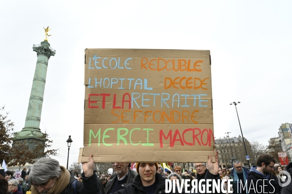 MANIFESTATION CONTRE LA REFORME DES RETRAITES, Paris le 11/03/2023, 7e journée de mobilisation.