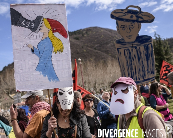 Manifestation contre la réforme des retraites. Digne Les Bains.