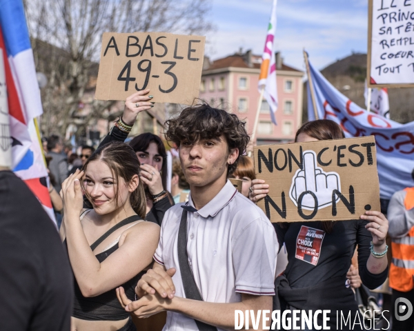 Manifestation contre la réforme des retraites. Digne Les Bains.