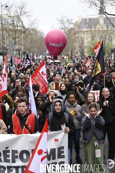 LA MANIFESTATION CONTRE LA REFORME DES RETRAITES, Paris. 10e journée de mobilisation le 28/03/2023