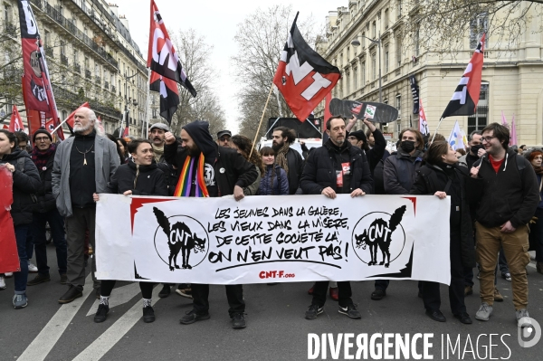 LA MANIFESTATION CONTRE LA REFORME DES RETRAITES, Paris. 10e journée de mobilisation le 28/03/2023