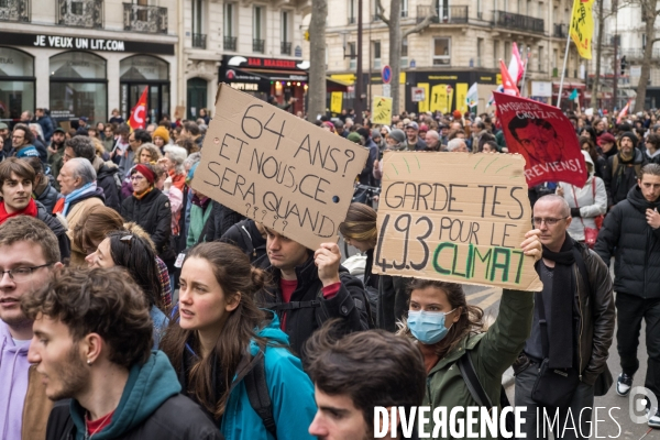 Manifestation contre la réforme des retraites à Paris le mardi 28 mars 2023