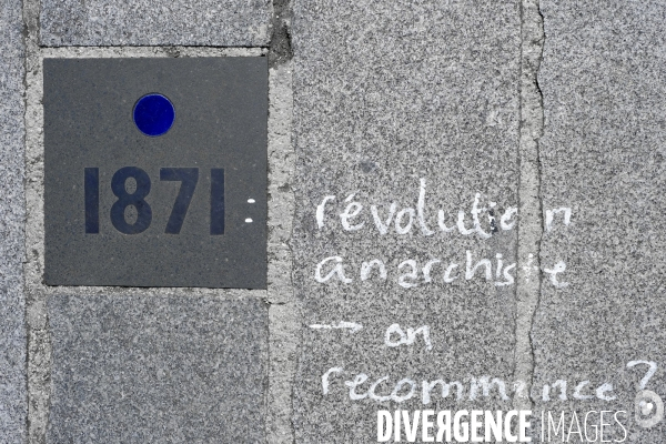 Reforme des retraites : des tags sur les pavés de la place de la Bastille