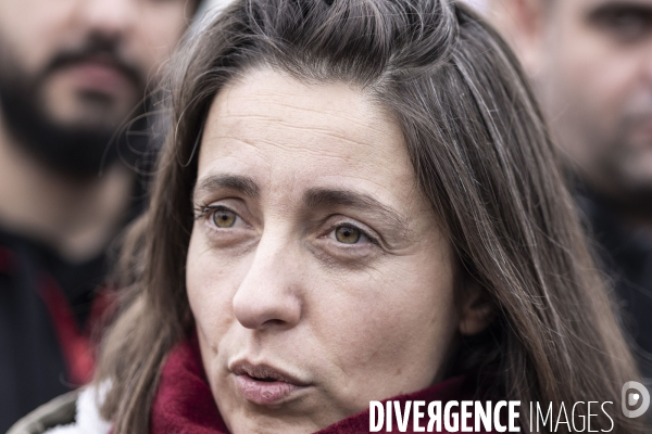 Sophie Binet, piquet de grève devant Storengy