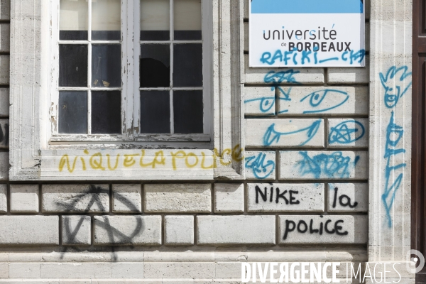 Tags et graffitis pendant les manifestations contre la réforme des retraites.