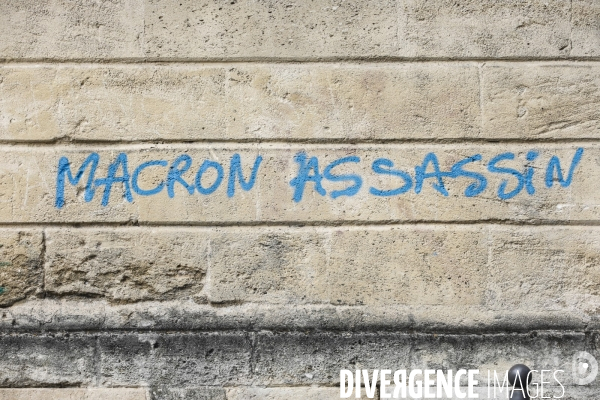 Tags et graffitis pendant les manifestations contre la réforme des retraites.