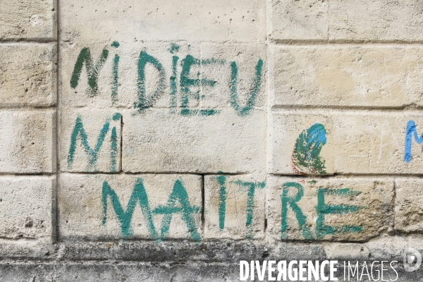 Tags et graffitis pendant les manifestations contre la réforme des retraites.