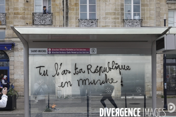 Tags et graffitis pendant les manifestations contre la réforme des retraites.