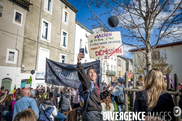 Ganges - Protestation contre la visite d E.Macron