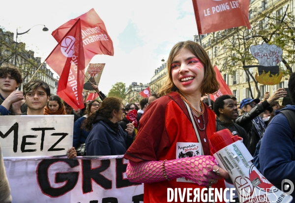 Manifestation du 1er mai 2023 et contre la réforme des retraites, Paris.