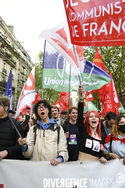 Manifestation du 1er mai 2023 et contre la réforme des retraites, Paris.