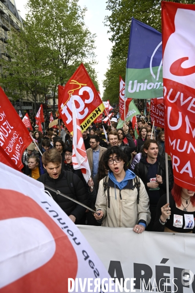 Manifestation du 1er mai 2023 et contre la réforme des retraites, Paris.