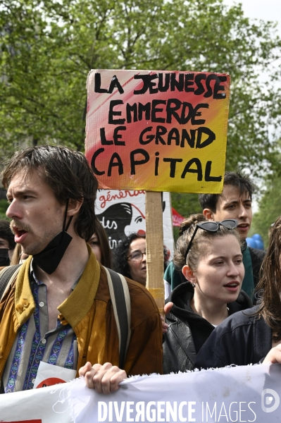 Manifestation du 1er mai 2023 et contre la réforme des retraites, Paris.