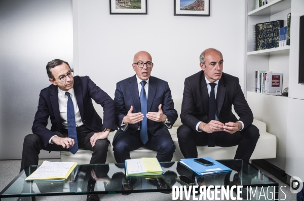 Portrait de olivier marleix, eric ciotti et bruno retailleau, les republicains.