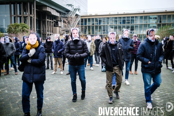 Manifestation de salaries de Canal+ contre le licenciement de Stephane Guy