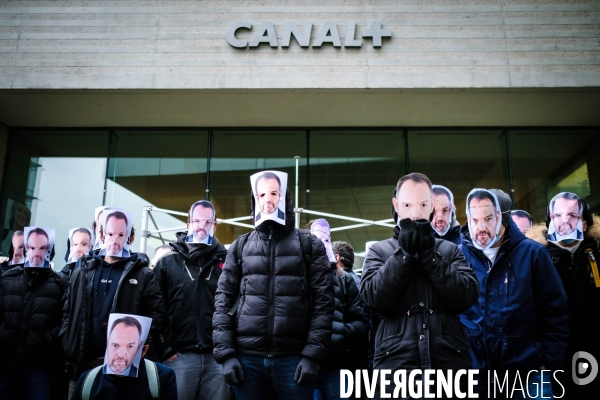Manifestation de salaries de Canal+ contre le licenciement de Stephane Guy