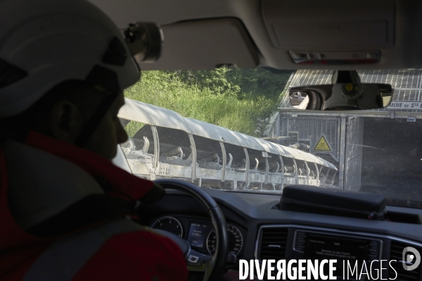 Exploitation souterraine d’anhydrite chez Anhydrite de Lorraine, à Koenigsmacker, Moselle, 24 mai 2023.