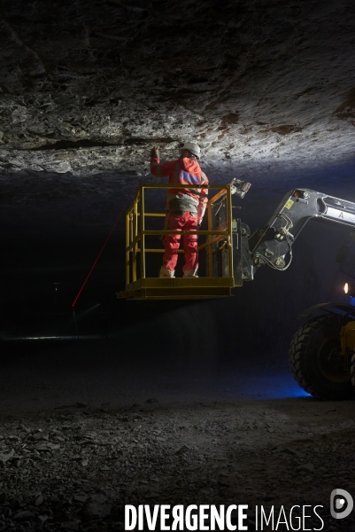 Exploitation souterraine d’anhydrite chez Anhydrite de Lorraine, à Koenigsmacker, Moselle, 24 mai 2023.