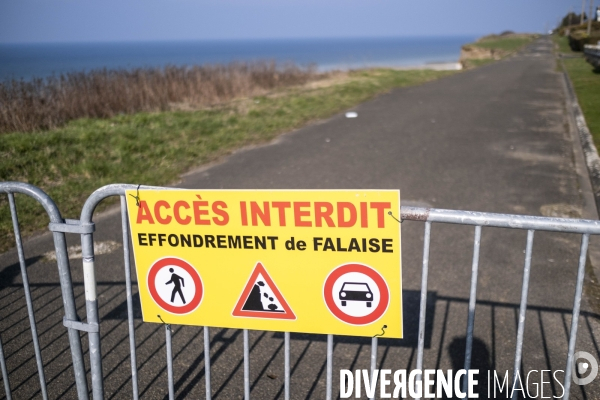 Erosion du littoral et de la falaise a Criel sur Mer en Seine Maritime.