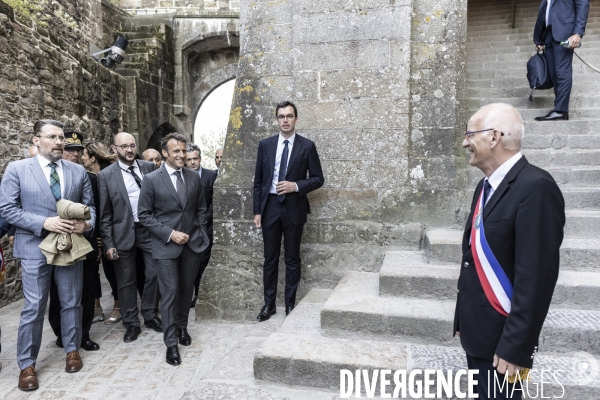 Déplacement d Emmanuel Macron au Mont Saint-Michel.