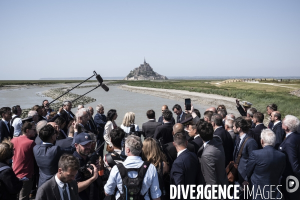 Déplacement d Emmanuel Macron au Mont Saint-Michel.