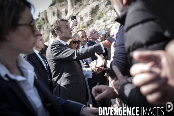 Déplacement d Emmanuel Macron au Mont Saint-Michel.