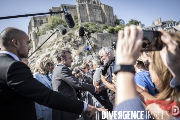 Déplacement d Emmanuel Macron au Mont Saint-Michel.