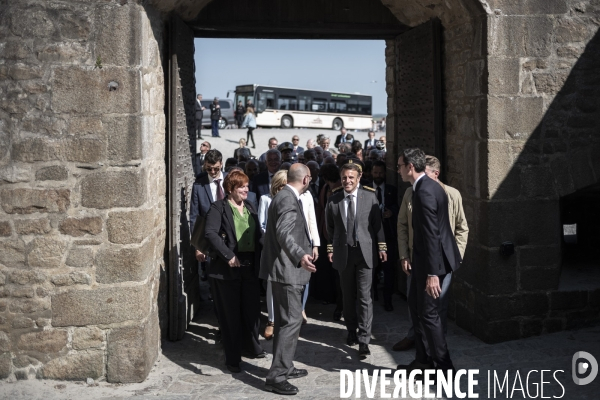 Déplacement d Emmanuel Macron au Mont Saint-Michel.