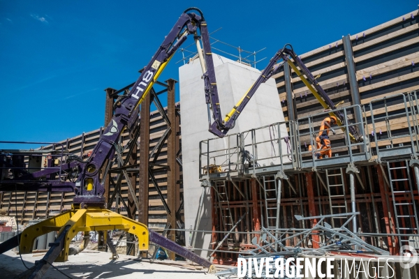 Travaux de construction du Franchissement Urbain Pleyel