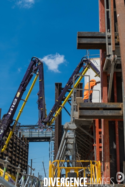 Travaux de construction du Franchissement Urbain Pleyel