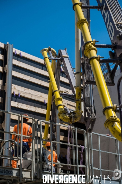 Travaux de construction du Franchissement Urbain Pleyel
