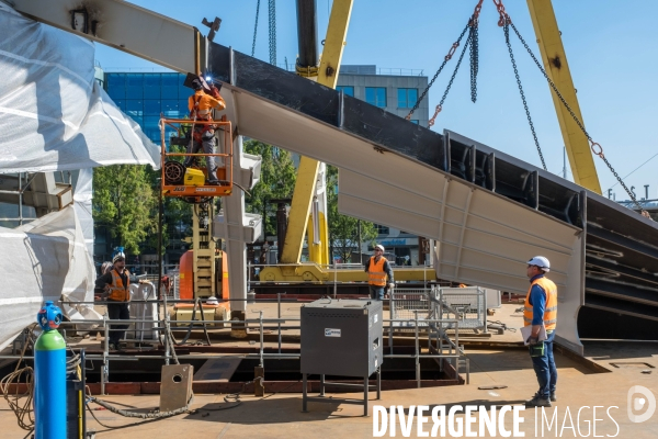 Travaux de construction du Franchissement Urbain Pleyel